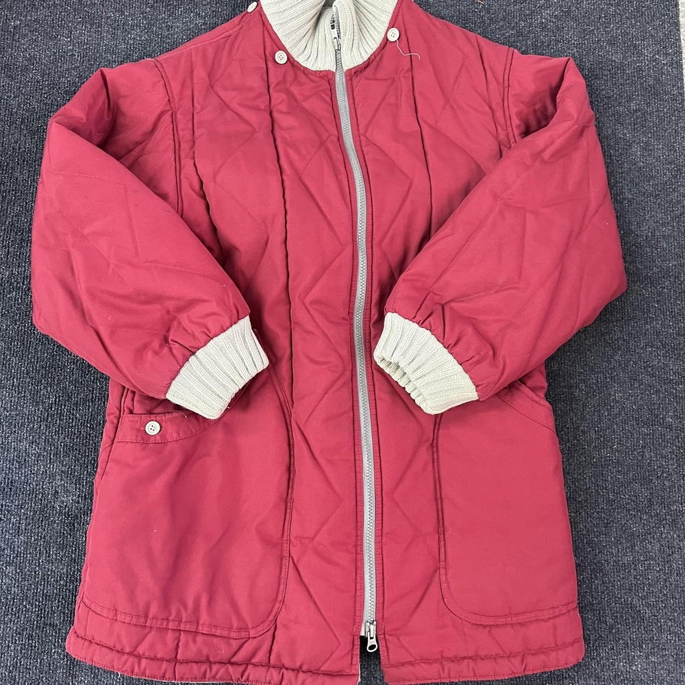 Vintage Weather Wise Coat Mens Large Red Quilted Zip Lined Insulated Winter‎